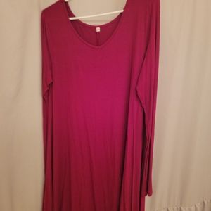 Red Long Sleeve T-Shirt Dress
